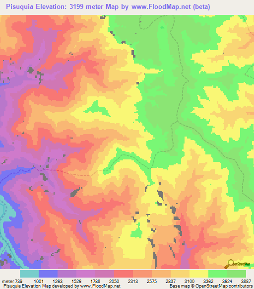 Pisuquia,Peru Elevation Map
