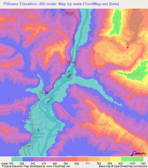 Pilluana,Peru Elevation Map