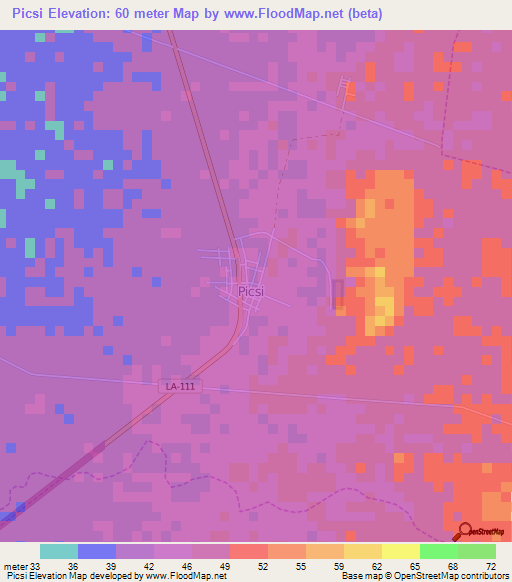 Picsi,Peru Elevation Map
