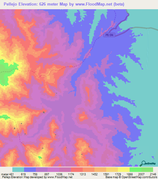 Pellejo,Peru Elevation Map
