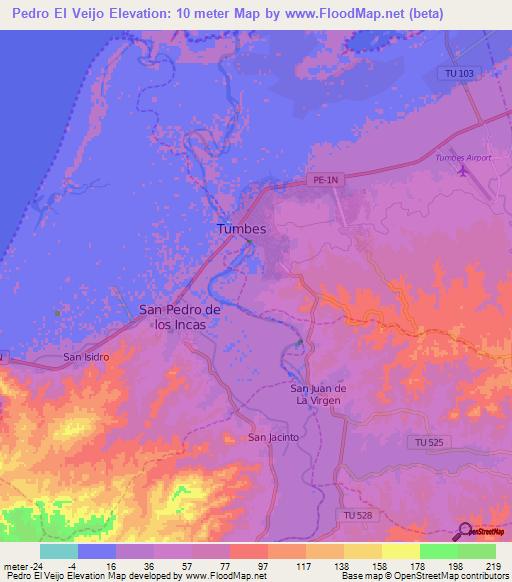 Pedro El Veijo,Peru Elevation Map