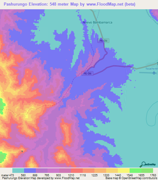 Pashurungo,Peru Elevation Map