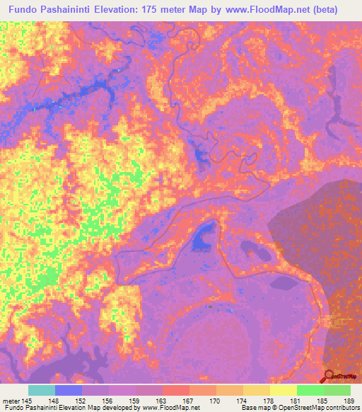 Fundo Pashaininti,Peru Elevation Map