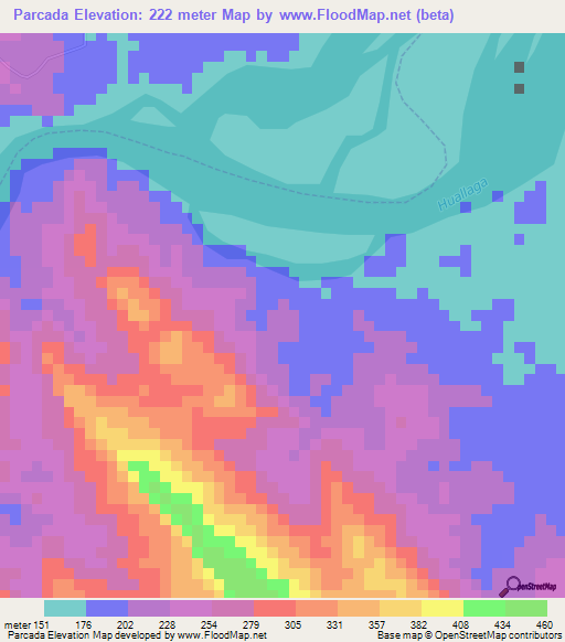 Parcada,Peru Elevation Map
