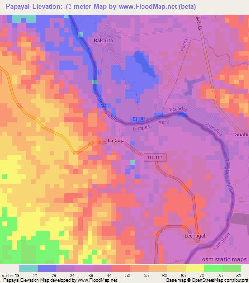 Papayal,Peru Elevation Map
