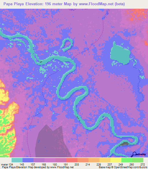 Papa Playa,Peru Elevation Map