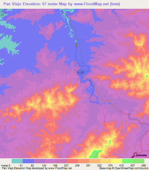 Pan Viejo,Peru Elevation Map