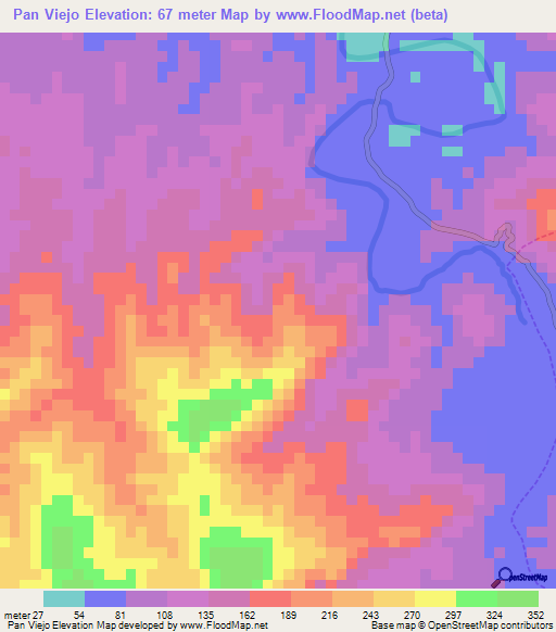 Pan Viejo,Peru Elevation Map