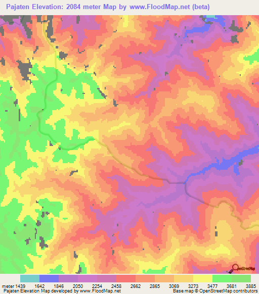 Pajaten,Peru Elevation Map