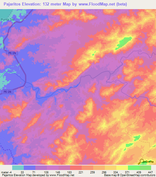 Pajaritos,Peru Elevation Map