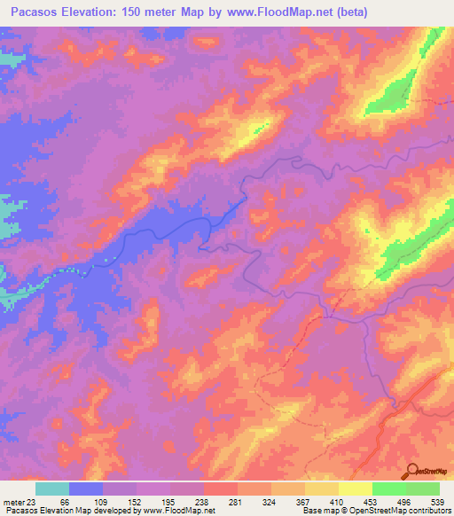 Pacasos,Peru Elevation Map