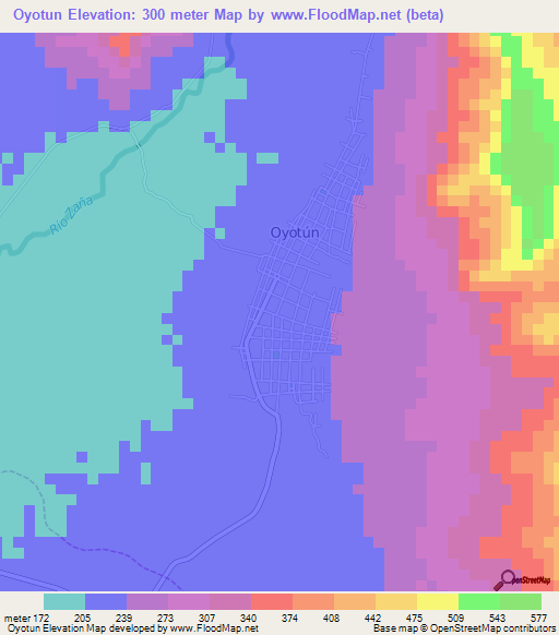 Oyotun,Peru Elevation Map