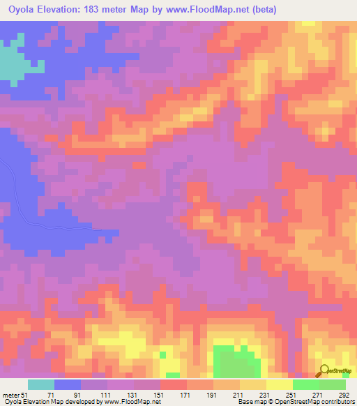 Oyola,Peru Elevation Map