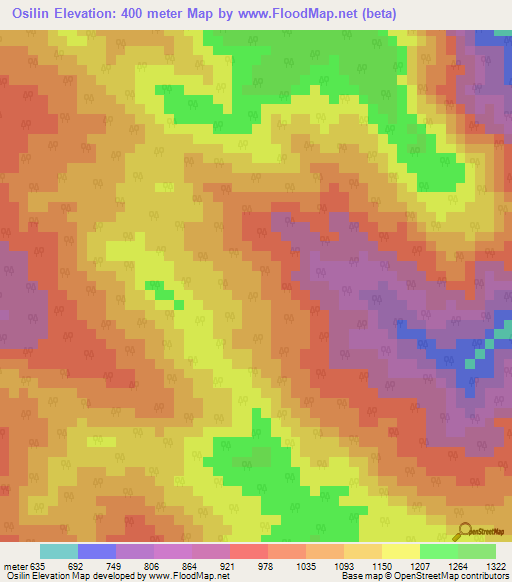 Osilin,Peru Elevation Map