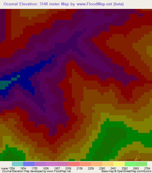 Ocumal,Peru Elevation Map
