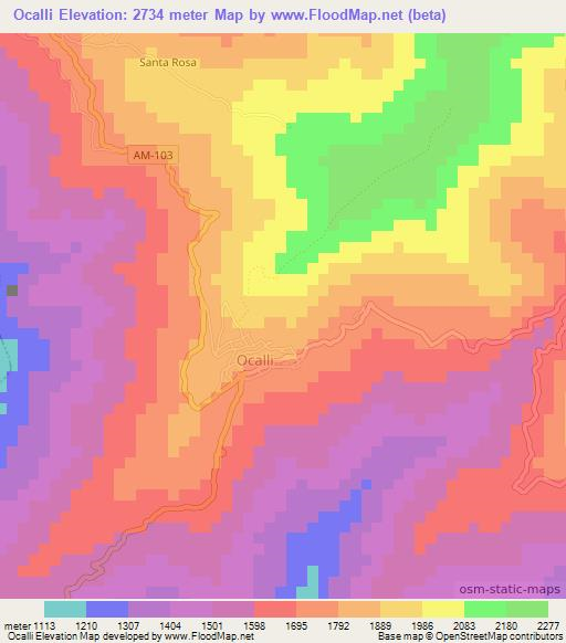 Ocalli,Peru Elevation Map