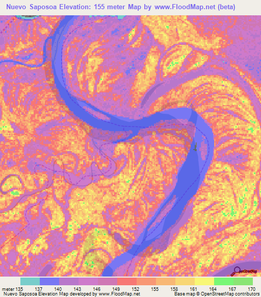 Nuevo Saposoa,Peru Elevation Map