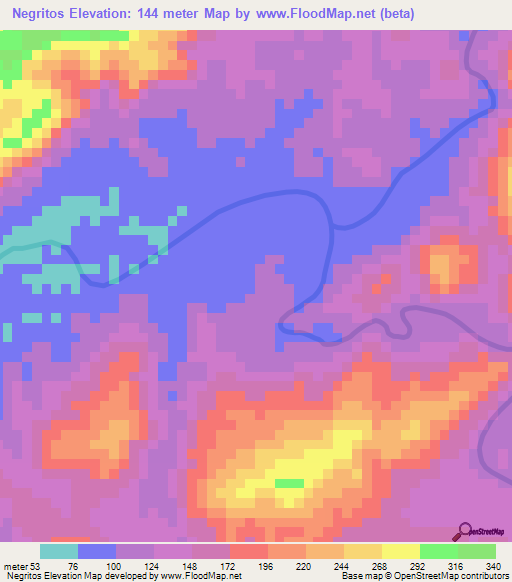 Negritos,Peru Elevation Map