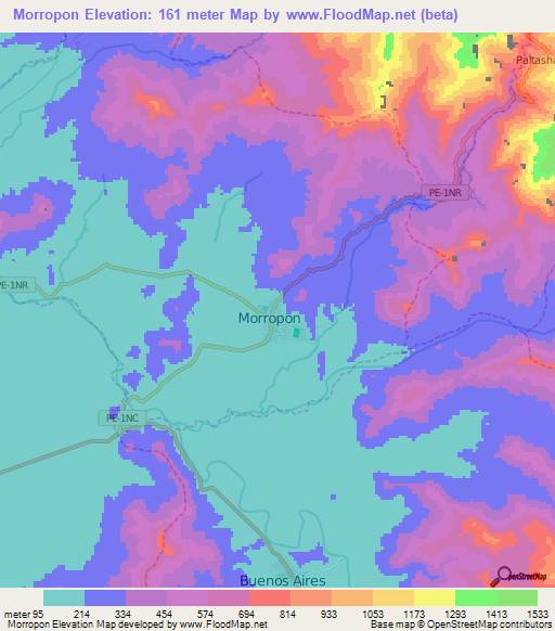 Morropon,Peru Elevation Map