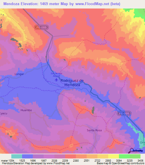 Mendoza,Peru Elevation Map