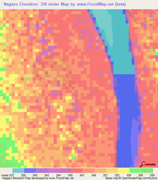 Nagazu,Sudan Elevation Map