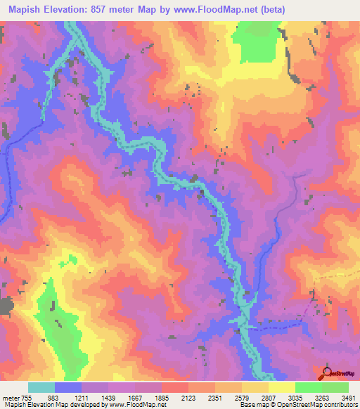 Mapish,Peru Elevation Map