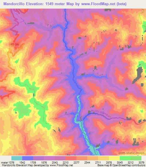 Mandorcillo,Peru Elevation Map