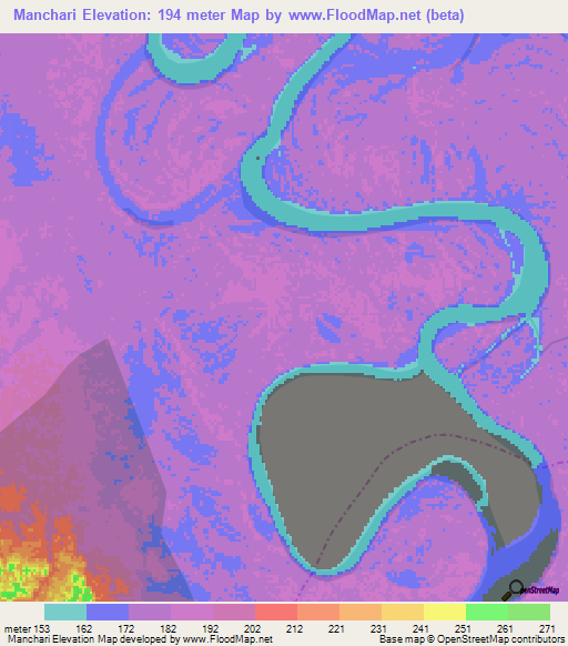 Manchari,Peru Elevation Map