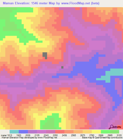 Maman,Peru Elevation Map