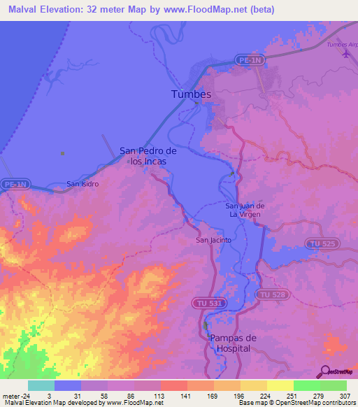 Malval,Peru Elevation Map