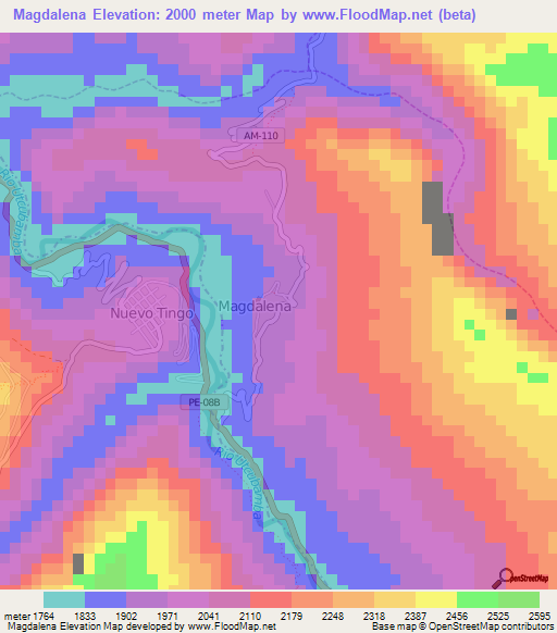 Magdalena,Peru Elevation Map