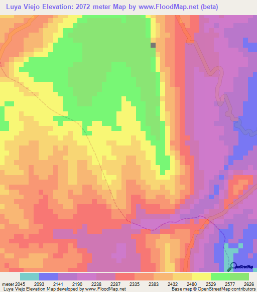 Luya Viejo,Peru Elevation Map