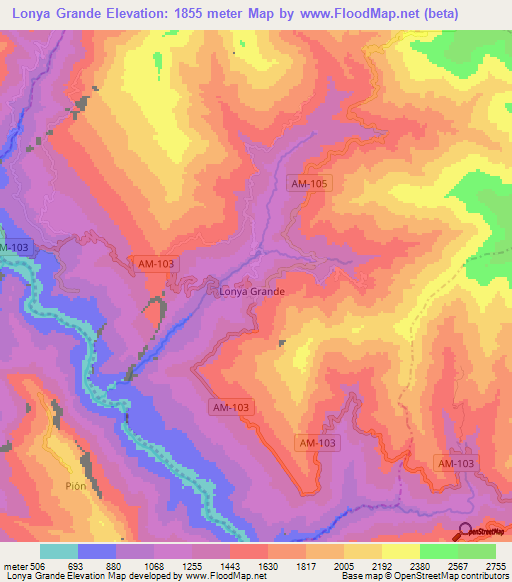 Lonya Grande,Peru Elevation Map