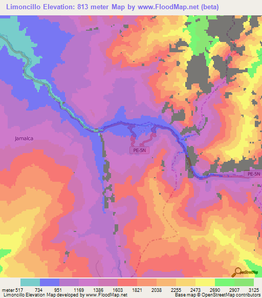 Limoncillo,Peru Elevation Map