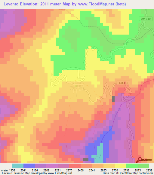 Levanto,Peru Elevation Map