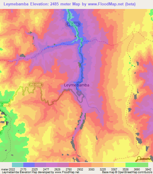 Leymebamba,Peru Elevation Map