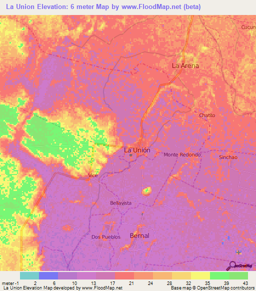 La Union,Peru Elevation Map