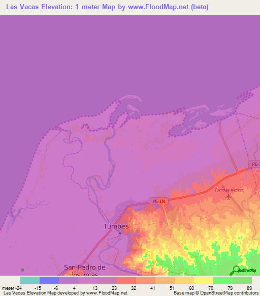 Las Vacas,Peru Elevation Map