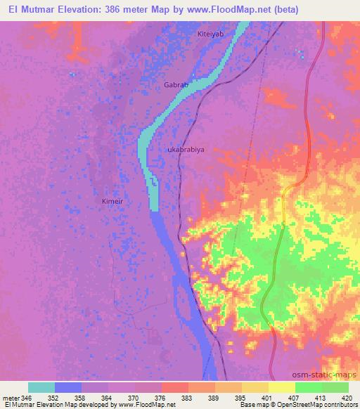 El Mutmar,Sudan Elevation Map