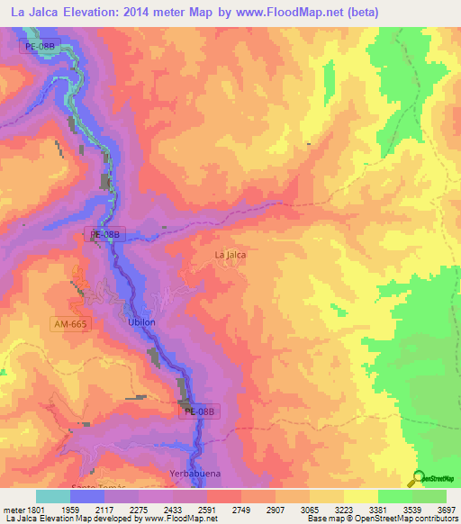 La Jalca,Peru Elevation Map
