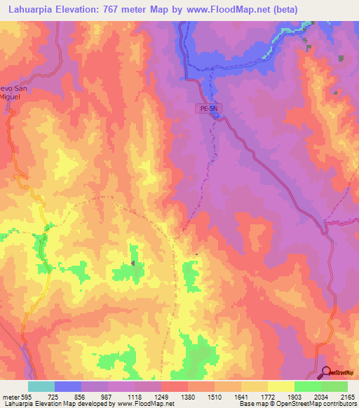 Lahuarpia,Peru Elevation Map