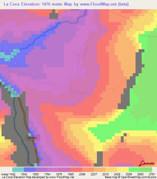 La Coca,Peru Elevation Map