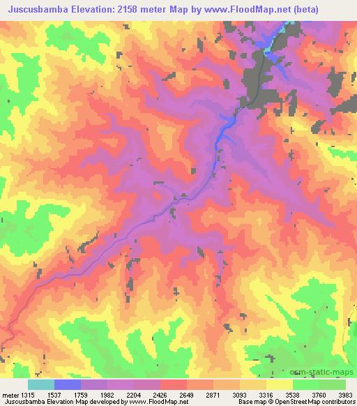 Juscusbamba,Peru Elevation Map