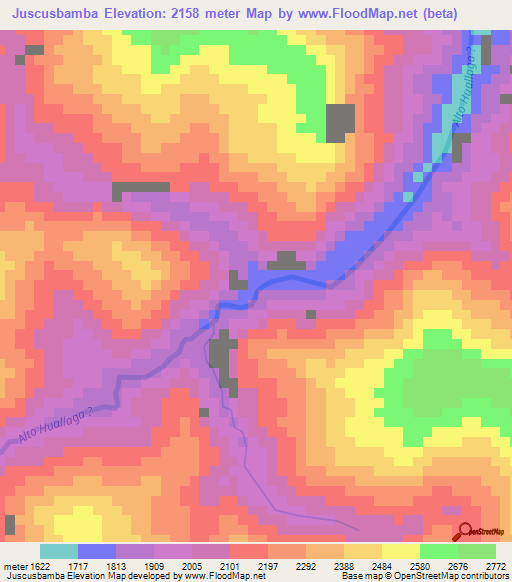 Juscusbamba,Peru Elevation Map