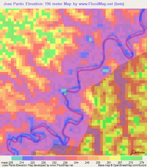 Jose Pardo,Peru Elevation Map