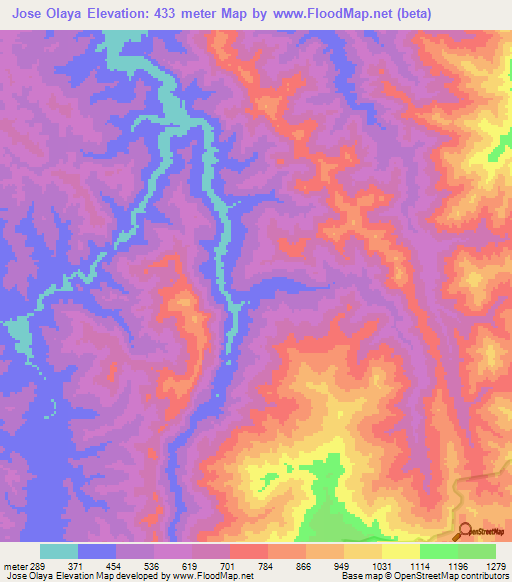 Jose Olaya,Peru Elevation Map