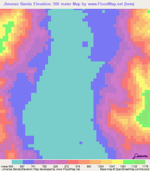 Jimenez Banda,Peru Elevation Map