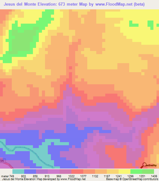 Jesus del Monte,Peru Elevation Map
