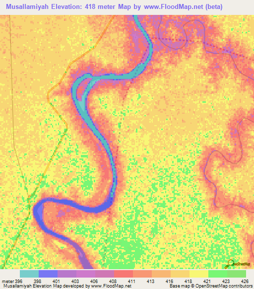 Musallamiyah,Sudan Elevation Map
