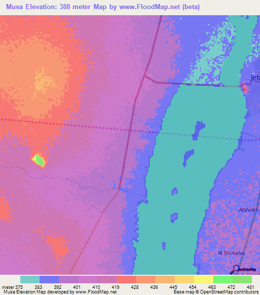 Musa,Sudan Elevation Map